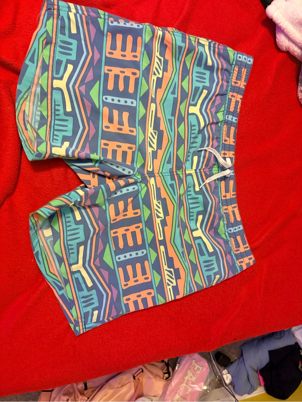 chubbies Men's Geometric Swim Shorts in Teal, Orange, Purple, Green, Gray